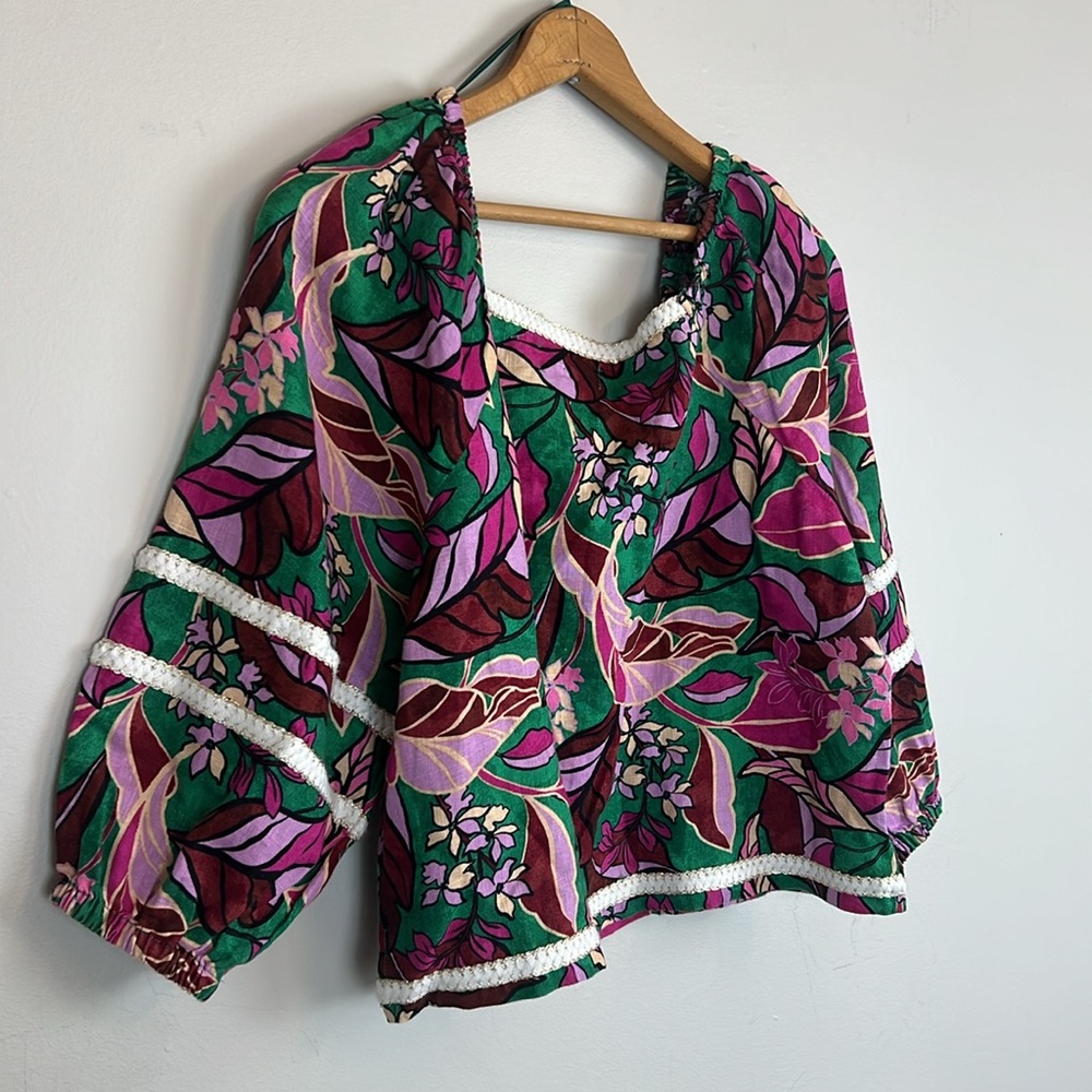 Cynthia Rowley 100% linen floral women’s top size medium - Picture 9 of 11